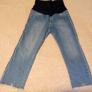 Just USA Maternity Cropped Jeans 33 Y2K Raw Hem Straight Leg Soft Grunge Denim